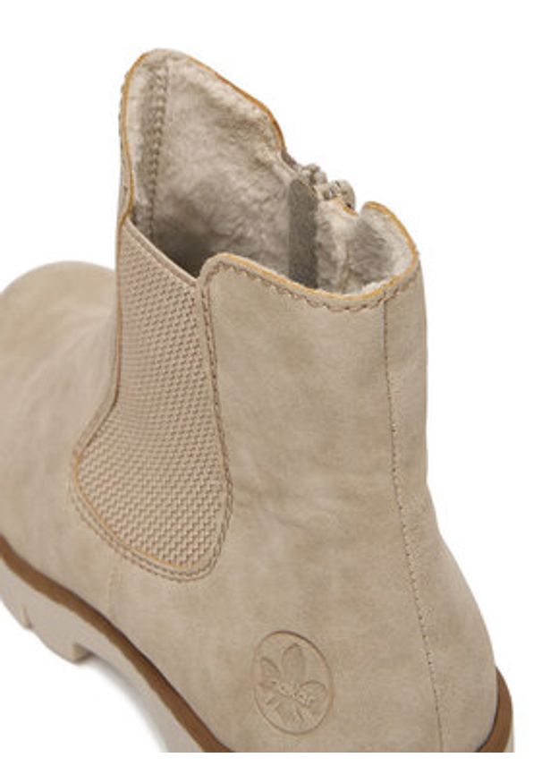 Rieker Botki X5772-60 Beżowy. Kolor: beżowy. Materiał: materiał