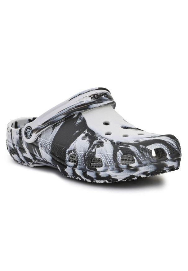 Klapki Crocs Classic Marbled Clog W 206867-103 białe czarne. Kolor: biały, czarny, wielokolorowy. Materiał: syntetyk. Sezon: lato. Styl: elegancki, klasyczny