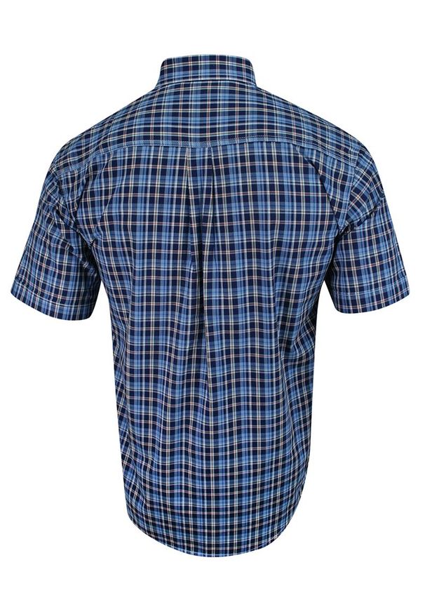 ForMax - Koszula Bawełniana, Niebiesko-Granatowa Casualowa z Krótkim Rękawem, z Kieszonkami, w Kratkę -FORMAX. Okazja: na co dzień. Kolor: niebieski. Materiał: bawełna. Długość rękawa: krótki rękaw. Długość: krótkie. Wzór: kratka. Styl: casual