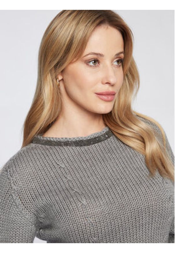 Fabiana Filippi Sweter MAD222W109 Szary Regular Fit. Kolor: szary. Materiał: wełna