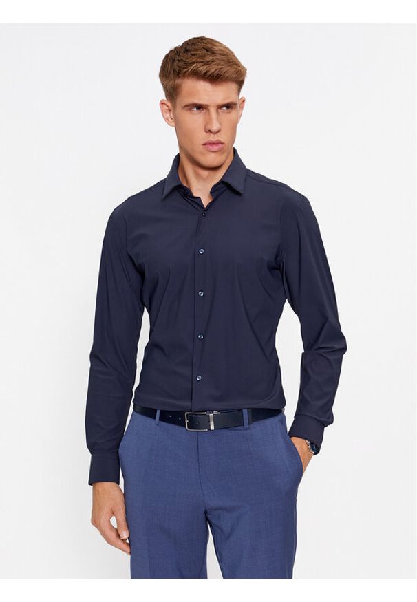 BOSS - Boss Koszula P-Hank-S-Kent-C1-222 50503554 Granatowy Slim Fit. Typ kołnierza: kołnierzyk klasyczny. Kolor: niebieski. Materiał: syntetyk