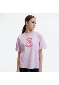 Reserved - T-shirt regular - Różowy. Kolor: różowy #1