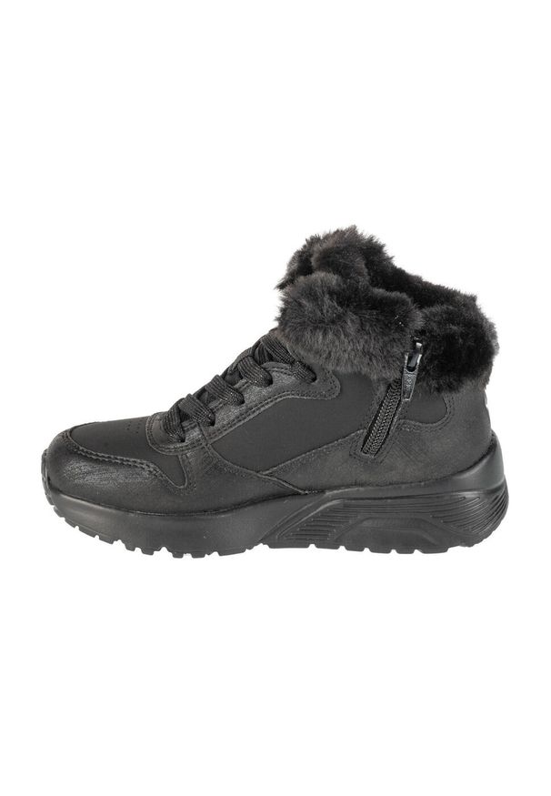 skechers - Buty zimowe dziewczęce, Uno Lite - Comfurt Collar. Kolor: czarny. Sezon: zima. Styl: sportowy