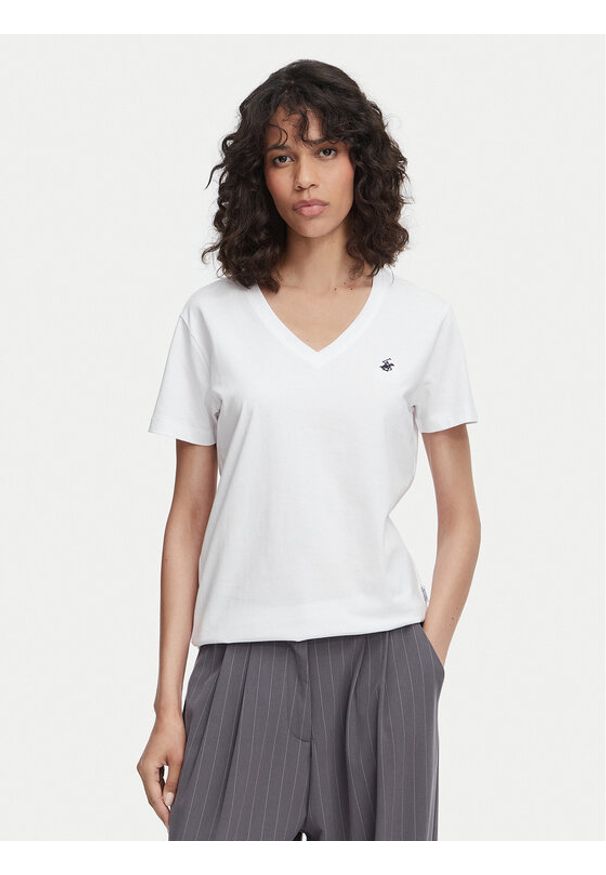 Beverly Hills Polo Club T-Shirt P-SS26W-TS516518 Biały Regular Fit. Typ kołnierza: polo. Kolor: biały. Materiał: bawełna