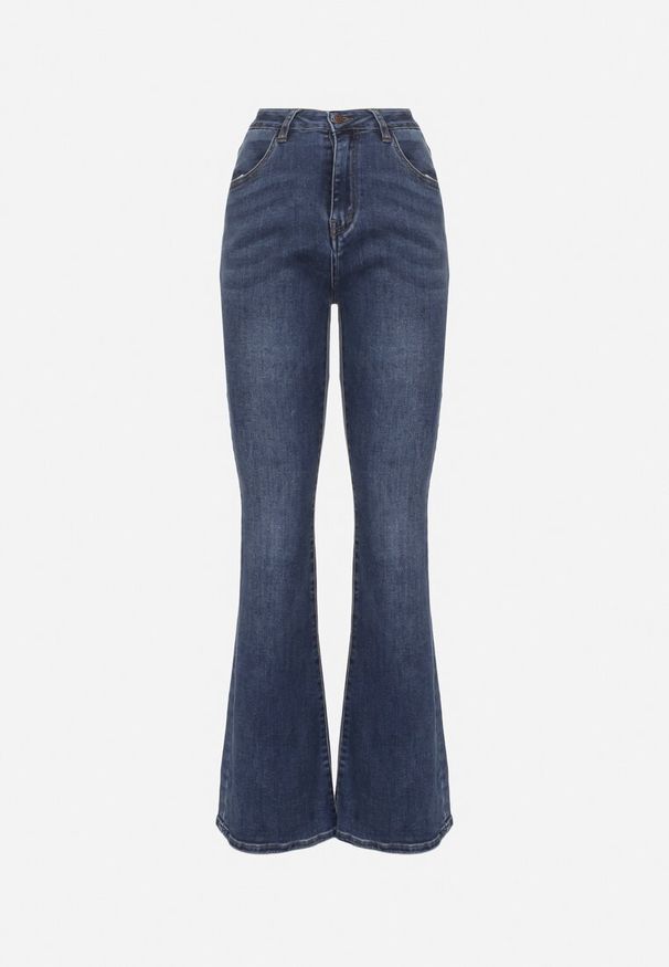 Born2be - Niebieskie Jeansy Typu Dzwony z Wysokim Stanem Finvanna. Okazja: na spacer. Stan: podwyższony. Kolor: niebieski. Styl: sportowy, klasyczny, elegancki