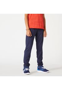 DOMYOS - Spodnie dresowe dla dzieci Domyos S500. Kolekcja: plus size. Kolor: niebieski. Materiał: elastan, poliester, materiał