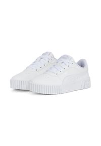 Puma - Dziecięce sneakersy Carina 2.0 PUMA White Silver Gray. Kolor: szary, biały, wielokolorowy. Sezon: lato. Sport: turystyka piesza