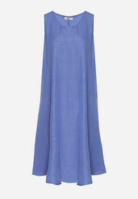 Born2be - Niebieska Rozkloszowana Klasyczna Sukienka Lunetira. Okazja: na co dzień, na spacer. Kolor: niebieski. Materiał: jeans. Typ sukienki: proste. Styl: klasyczny #7