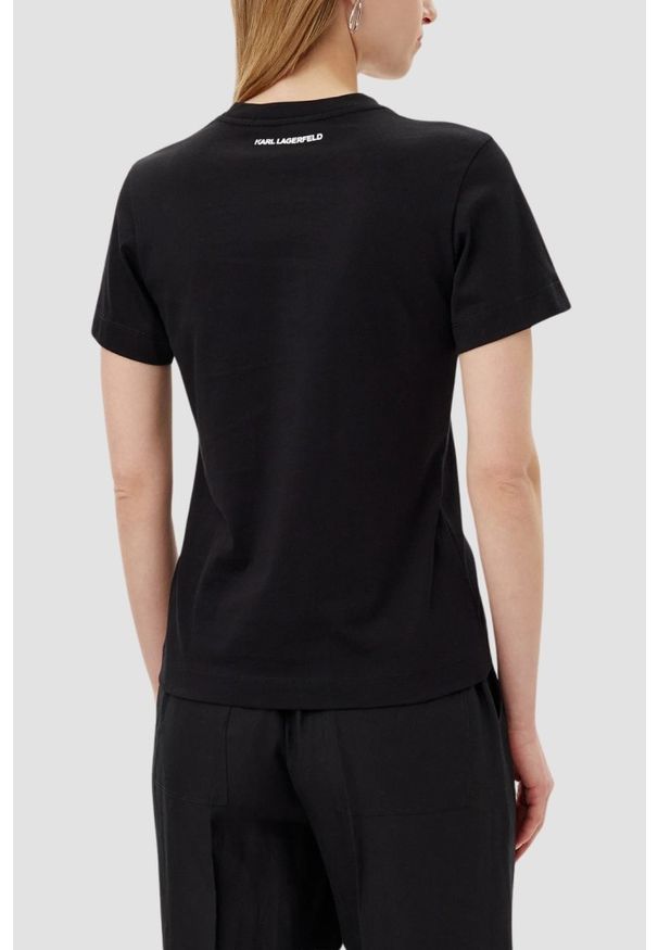 Karl Lagerfeld - KARL LAGERFELD Czarny damski t-shirt Ikon Sketch Karl. Kolor: czarny