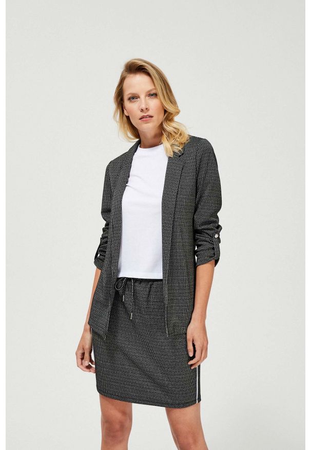 MOODO - Dzianinowa marynarka. Okazja: na co dzień. Materiał: dzianina. Wzór: kratka. Styl: casual
