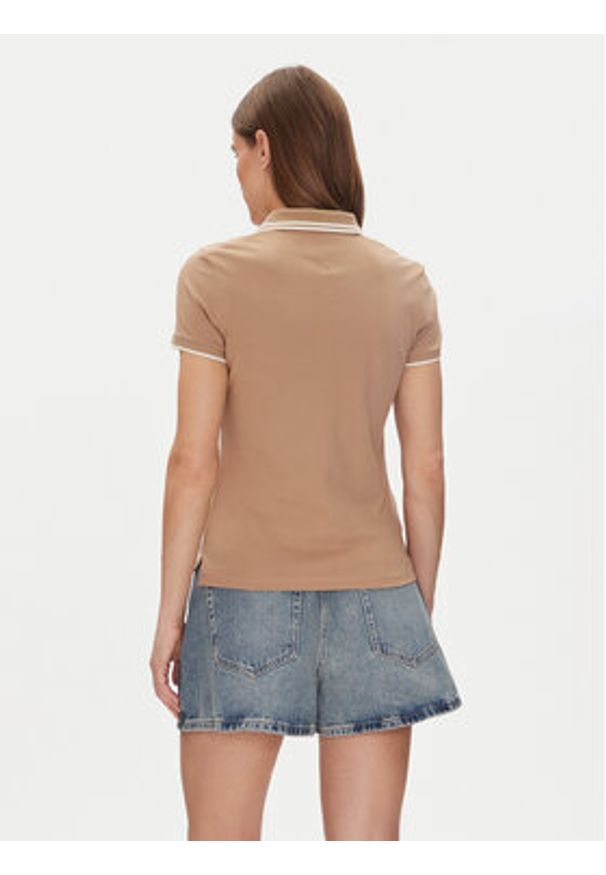 TOMMY HILFIGER - Tommy Hilfiger Polo Feminine Sporty Slim Polo Ss WW0WW44517 Khaki Regular Fit. Typ kołnierza: polo. Kolor: brązowy. Materiał: bawełna. Styl: sportowy