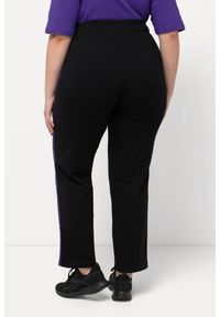 ULLA POPKEN - Damskie Spodnie dresowe paski elastyczny ściągacz kieszenie. Kolekcja: plus size. Kolor: czarny. Materiał: bawełna, elastan, materiał. Wzór: paski