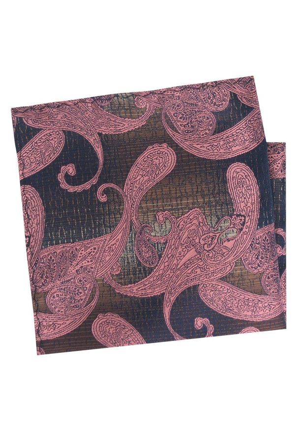 Poszetka Męska, Elegancka - Alties - Duże, Różowe Paisley. Kolor: różowy. Materiał: poliester. Wzór: paisley