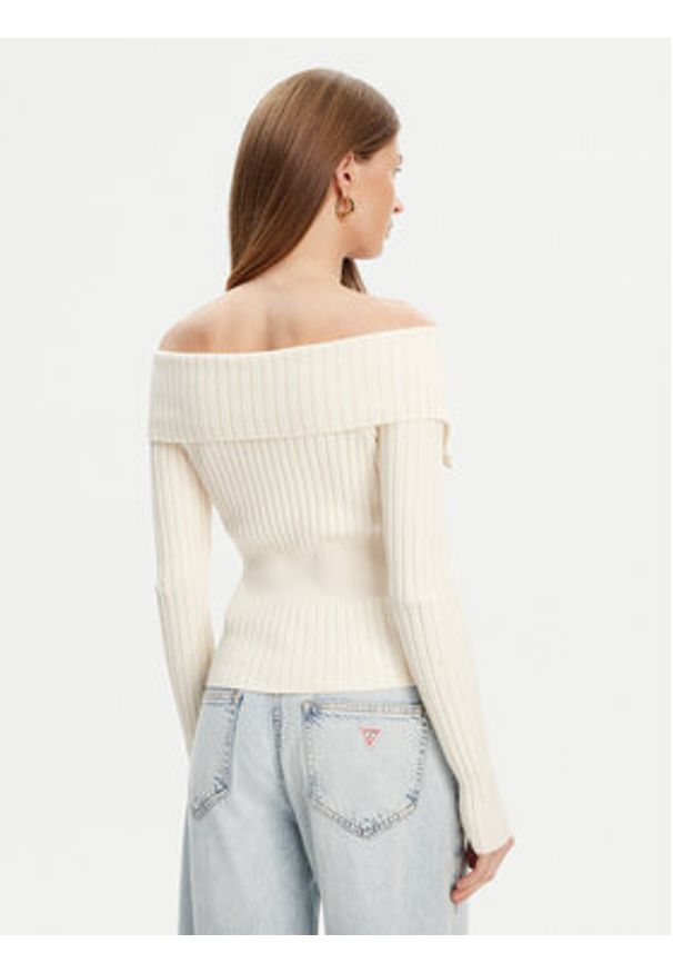 Guess Sweter W5YR03 Z30I2 Écru Slim Fit. Materiał: wiskoza