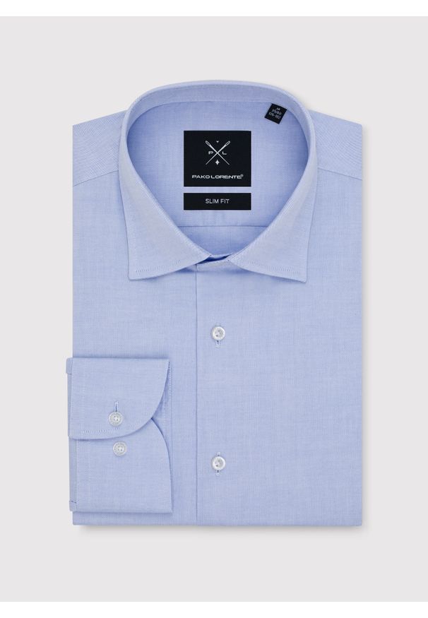 Pako Lorente - PAKO LORENTE – Niebieska koszula męska. Kolor: niebieski. Materiał: bawełna. Długość rękawa: długi rękaw. Długość: długie. Wzór: gładki