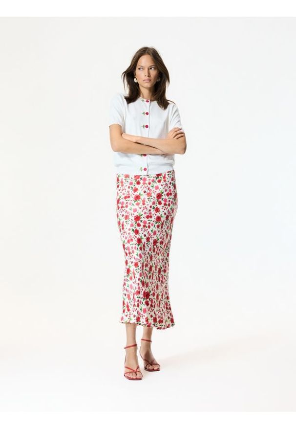 Reserved - Spódnica midi w kwiaty - wielobarwny. Materiał: wiskoza. Wzór: kwiaty