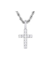 ICED STUFF Zawieszka Micro Diamond Cross Białe złoto. Materiał: metalowe. Kolor: biały, wielokolorowy, złoty