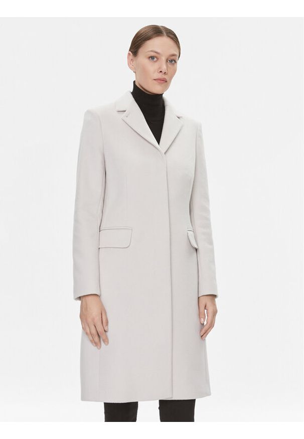 Calvin Klein Płaszcz wełniany Essential K20K206877 Écru Regular Fit. Materiał: wełna