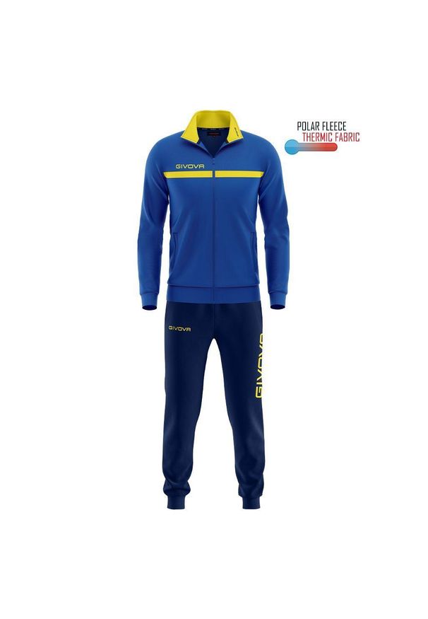 Dres Givova One Polarfleece 4XS z pełnym zamkiem. Okazja: na uczelnię, na co dzień. Kolor: niebieski. Materiał: dresówka. Styl: casual, sportowy