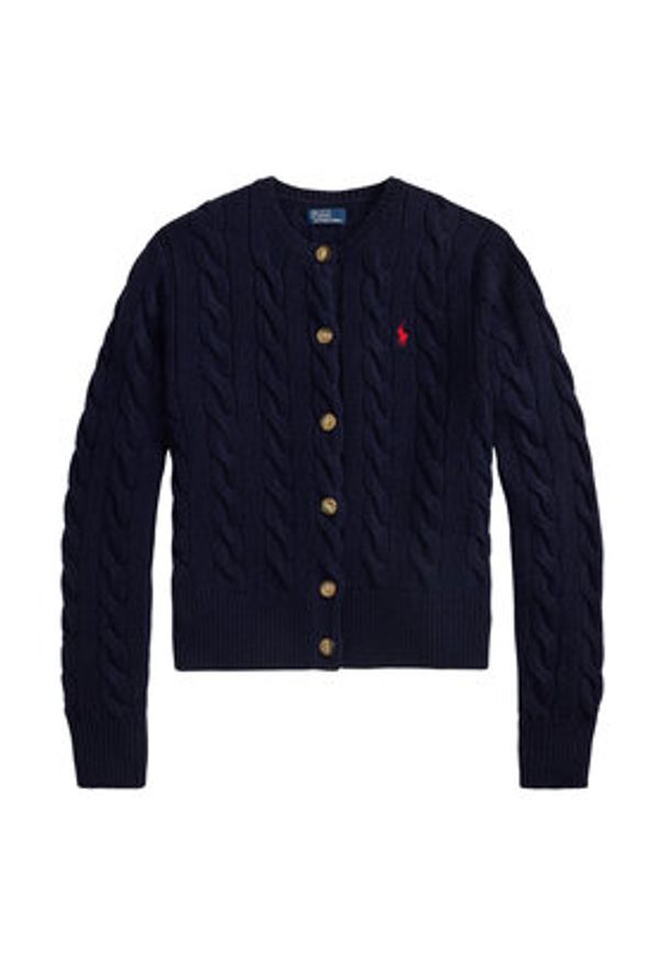 Polo Ralph Lauren Kardigan 211972104004 Granatowy Slim Fit. Typ kołnierza: polo. Kolor: niebieski. Materiał: wełna