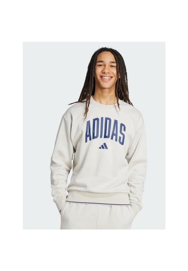 Adidas - Bluza męska adidas Collegiate Sweat szara JM1732 ROZMIAR 2XL. Kolor: beżowy. Materiał: dresówka. Sport: fitness