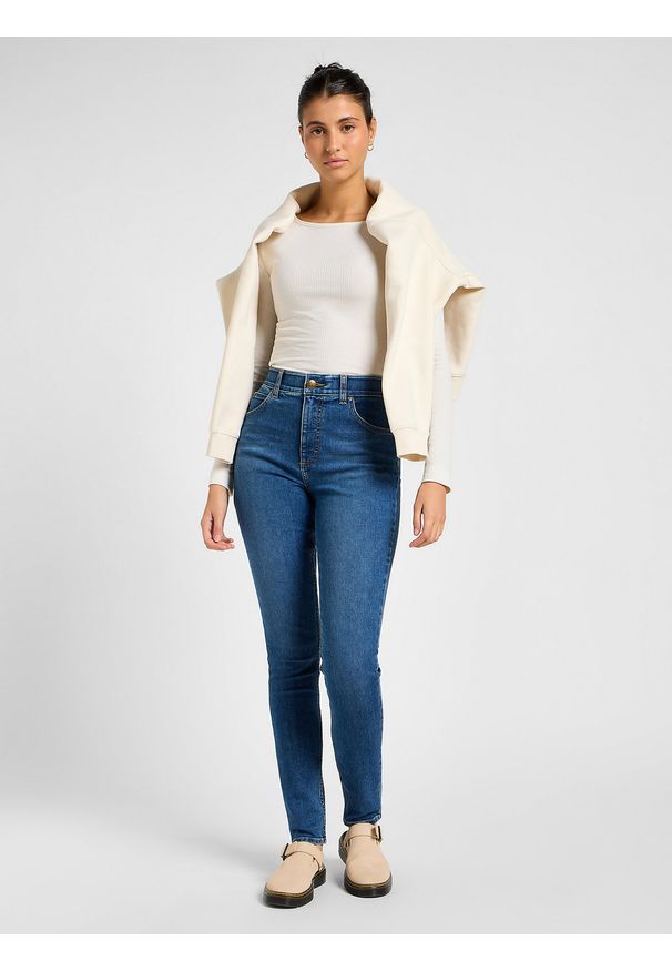 Lee - LEE DAMSKIE SPODNIE JEANSOWE LEE ULC SKINNY BLUE FORMAT 112357956
