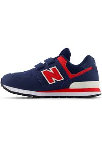Buty dziecięce New Balance PV574KIK – granatowe. Okazja: na uczelnię, na co dzień. Zapięcie: rzepy. Kolor: niebieski. Materiał: guma, materiał, syntetyk. Szerokość cholewki: normalna. Model: New Balance 574. Sport: turystyka piesza #4