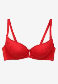 Renee - Czerwony Biustonosz Full Cup Ozdobiony Koronką i Małą Zawieszką z Cyrkonii Nedolse. Kolor: czerwony. Materiał: koronka. Wzór: aplikacja, koronka