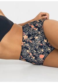 bonprix - Figi z wysoką talią (4 pary). Kolor: czarny. Wzór: gładki, nadruk, kwiaty #3
