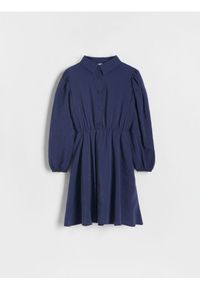 Reserved - Sukienka z modalu - granatowy. Kolor: niebieski. Materiał: tkanina