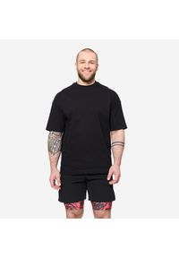 DOMYOS - Koszulka z krótkim rękawem męska Domyos Gym & Pilates. Kolor: czarny, pomarańczowy, wielokolorowy. Materiał: tkanina, elastan, materiał, prążkowany, bawełna. Długość rękawa: krótki rękaw. Długość: krótkie. Sport: joga i pilates #1