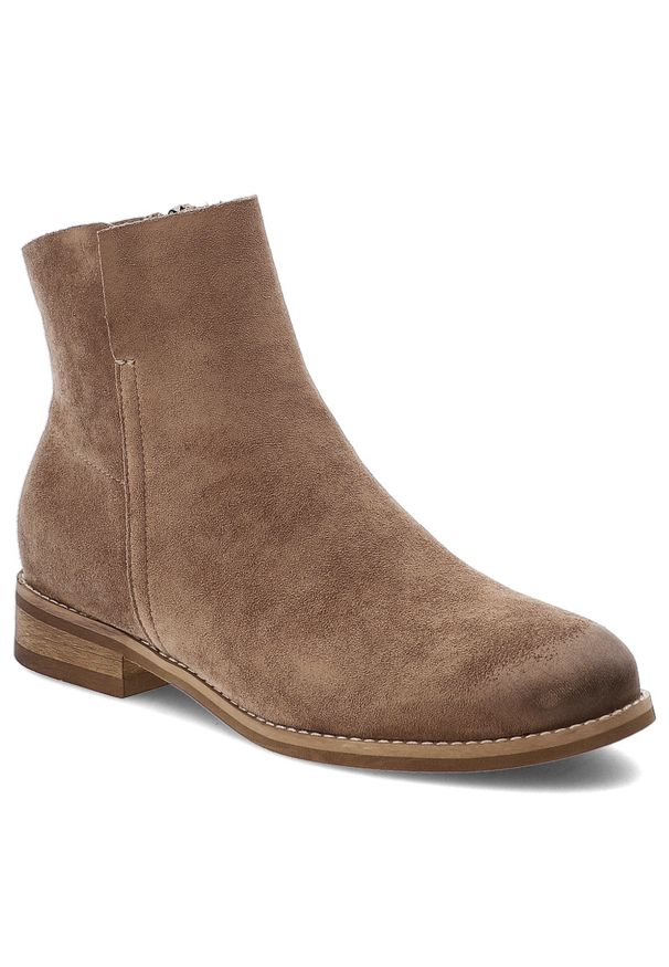 Botki damskie Vinceza, cholewka z materiału zabudowany fason za kostkę zapinane na suwak, beżowe, 39961. Wysokość cholewki: za kostkę. Kolor: beżowy. Materiał: materiał. Szerokość cholewki: normalna