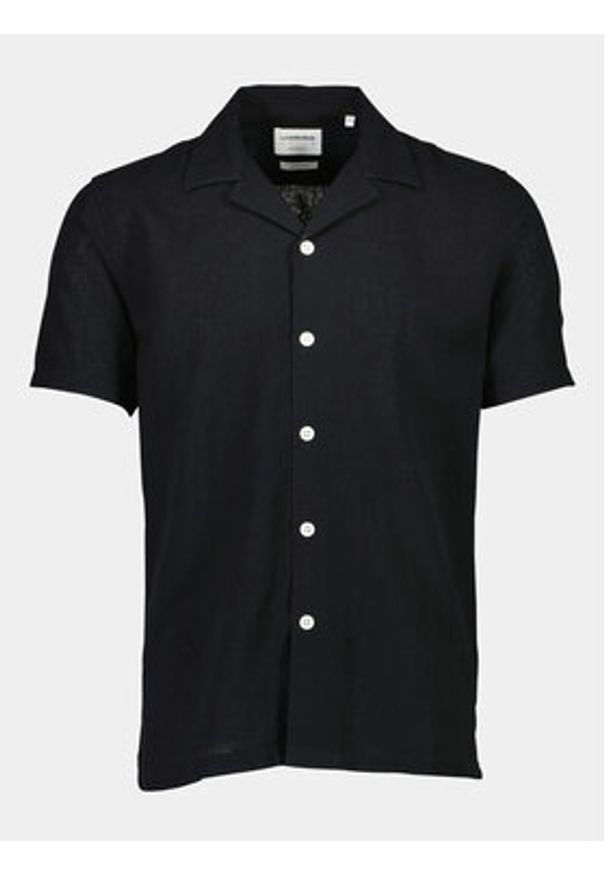 Lindbergh Koszula 30-203319 Czarny Relaxed Fit. Kolor: czarny. Materiał: len, bawełna