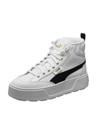 Puma - Damskie Skórzane Buty Sportowe Karmen O Średnim Kroju. Kolor: biały. Materiał: skóra. Styl: sportowy