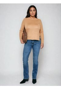 Big-Star - Sweter damski z wiskozy brązowy Airin 802. Okazja: na co dzień. Kolor: brązowy. Materiał: wiskoza. Styl: casual, vintage, klasyczny #8