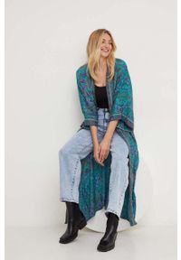 Answear Lab kimono jedwabne kolor zielony oversize wzorzysta. Kolor: zielony. Materiał: jedwab. Styl: wakacyjny #3