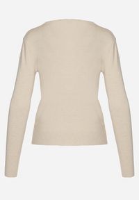 Born2be - Jasnobeżowy Sweter z Bawełną i Dekoltem w Serek Etarevia. Okazja: na co dzień. Typ kołnierza: dekolt w serek. Kolor: beżowy. Materiał: bawełna. Styl: casual #7