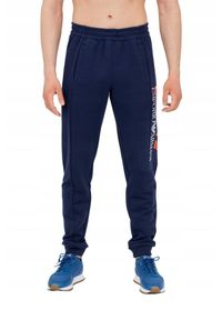 EA7 Emporio Armani - EA7 Męskie długie granatowe spodnie dresowe, Rozmiar M. Kolor: niebieski. Materiał: dresówka, bawełna #5