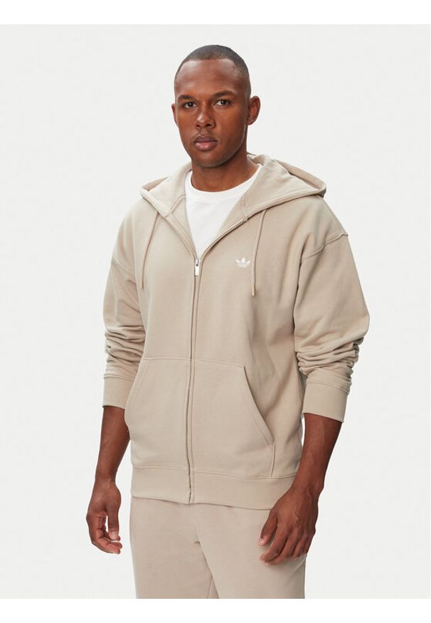 Adidas - adidas Bluza Trefoil Essentials KS9814 Beżowy Loose Fit. Kolor: beżowy. Materiał: bawełna