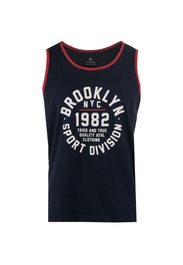 RIDER UNDERWEAR - Męski tank top Athl DPT Keplero Navy 2XL – 100% bawełna. Kolor: czerwony, niebieski, wielokolorowy. Materiał: bawełna. Wzór: nadruk. Styl: sportowy