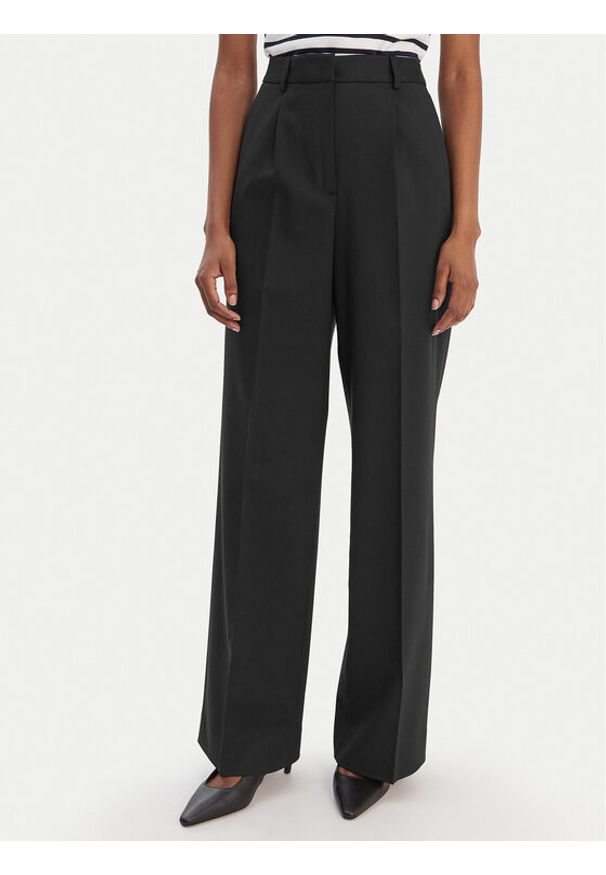 TOMMY HILFIGER - Tommy Hilfiger Spodnie materiałowe Timeless WW0WW48801 Czarny Wide Leg. Kolor: czarny. Materiał: syntetyk