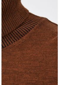Sisley - Sweter z domieszką wełny. Okazja: na co dzień. Typ kołnierza: golf. Kolor: brązowy. Materiał: wełna. Długość rękawa: długi rękaw. Długość: długie. Styl: casual #3