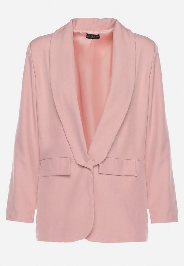 Born2be - Różowa Niezapinana Marynarka z Klapami Imitującymi Kieszonki Asandra. Okazja: na imprezę, do pracy. Kolor: różowy. Styl: elegancki