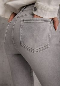 Renee - Szare Jeansy o Kroju Regular z Bawełnianego Denimu Timasta. Okazja: na co dzień. Kolor: szary. Styl: casual, klasyczny #4