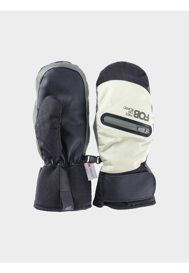 4f - 4F Rękawice snowboardowe Thinsulate membrana 10000 damskie - zielone XL. Kolor: oliwkowy, brązowy, wielokolorowy. Materiał: dzianina, materiał, tkanina, syntetyk. Technologia: Thinsulate. Sezon: zima. Sport: snowboard