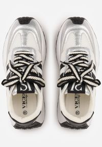 Born2be - Srebrne Sneakersy VICES w Stylu Streetwearowym na Grubej Podeszwie Ilinatea. Okazja: na co dzień. Kolor: srebrny. Materiał: jeans #2