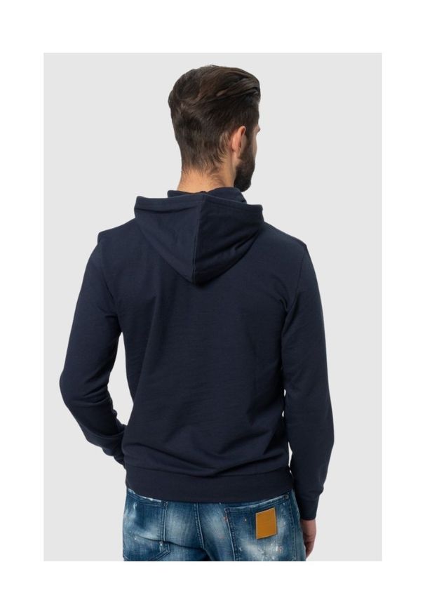 Emporio Armani - EMPORIO ARMANI Granatowa męska bluza z kapturem i logo, Rozmiar S. Typ kołnierza: kaptur. Kolor: niebieski
