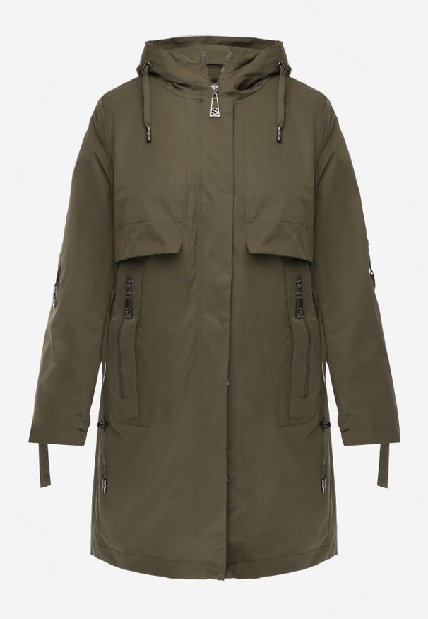 Born2be - Zielona Przejściowa Kurtka Parka z Kapturem i Podwijanymi Rękawami Tinarose. Okazja: na co dzień, na spacer. Typ kołnierza: kaptur. Kolor: zielony. Materiał: jeans, dresówka. Styl: casual