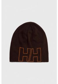 Helly Hansen czapka kolor brązowy z cienkiej dzianiny. Kolor: brązowy. Materiał: dzianina