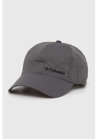 columbia - Columbia czapka kolor szary z aplikacją. Kolor: szary. Materiał: skóra, materiał. Wzór: aplikacja #1